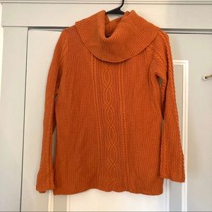 Orange cowl-neck sweater